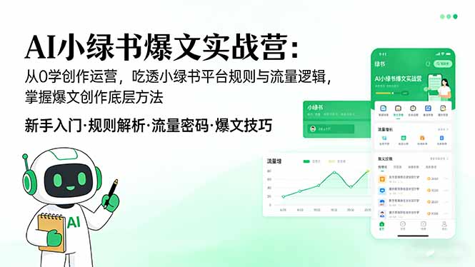 AI 小绿书爆文实战营：从0学创作运营，吃透小绿书平台规则与流量逻辑，掌握爆文创作底层方法 - 佳梦网创 - 网创副业项目资源站-佳梦网创 - 网创副业项目资源站