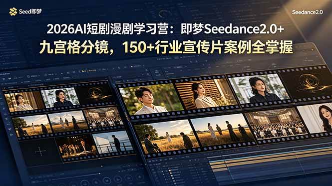 (19055期)2026AI短剧漫剧学习营:即梦Seedance2.0+九宫格分镜,150+行业宣传片案例全掌握 (19055期)2026AI短剧漫剧学习营:即梦Seedance2.0+九宫格分镜,150+行业宣传片案例全掌握