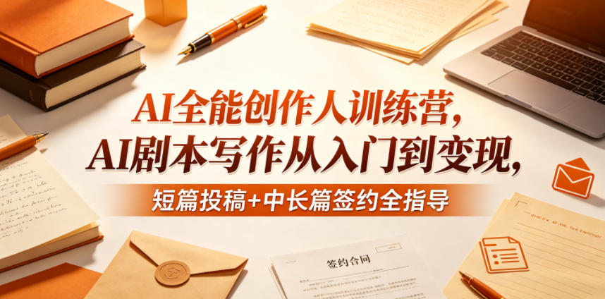 AI全能创作人训练营，AI剧本写作从入门到变现，短篇投稿+中长篇签约全指导 - 佳梦网创 - 网创副业项目资源站-佳梦网创 - 网创副业项目资源站