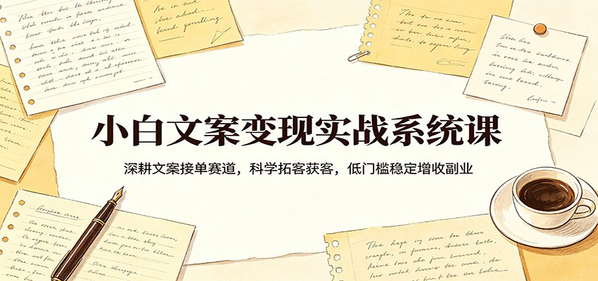 小白文案变现实战系统课：深耕文案接单赛道，科学拓客获客，低门槛稳定增收副业 - 佳梦网创 - 网创副业项目资源站-佳梦网创 - 网创副业项目资源站