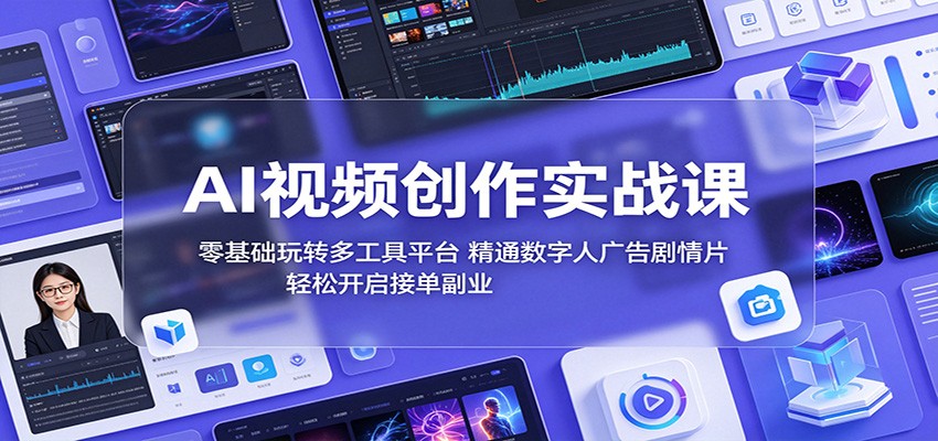 AI视频创作实战课：零基础玩转多工具平台，精通数字人广告、剧情片，轻松开启接单副业 - 佳梦网创 - 网创副业项目资源站-佳梦网创 - 网创副业项目资源站
