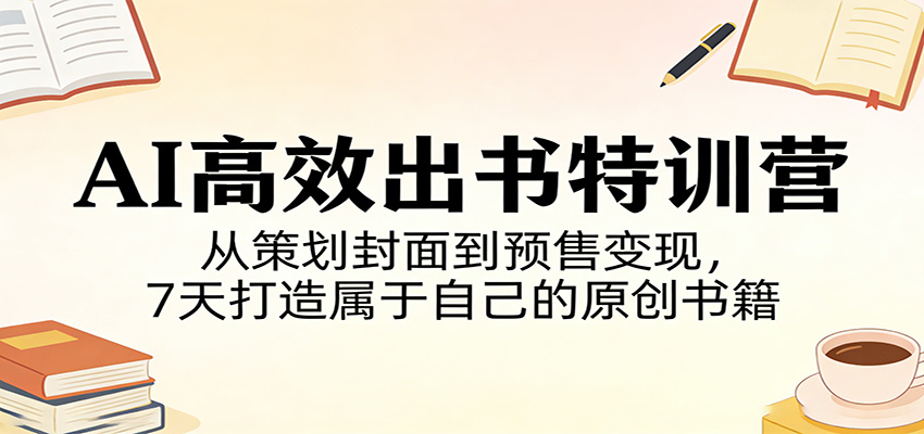 AI高效出书特训营：从策划封面到预售变现，7天打造属于自己的原创书籍 - 佳梦网创 - 网创副业项目资源站-佳梦网创 - 网创副业项目资源站