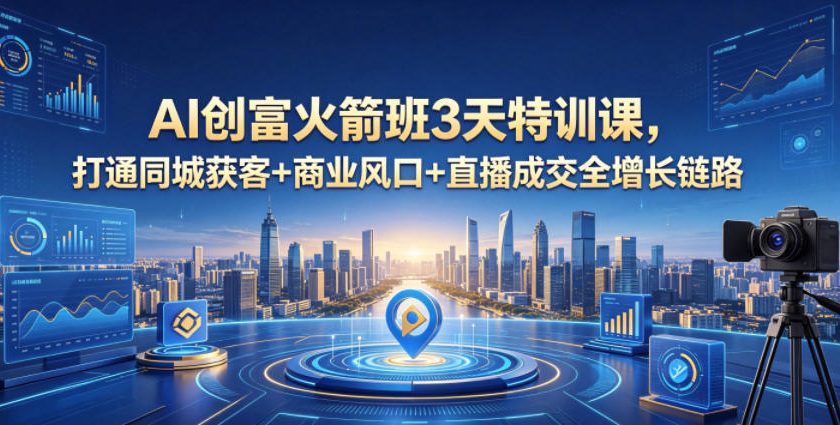 AI创富火箭班3天特训课，打通同城获客+商业风口+直播成交全增长链路，2026年4月新课 - 佳梦网创 - 网创副业项目资源站-佳梦网创 - 网创副业项目资源站