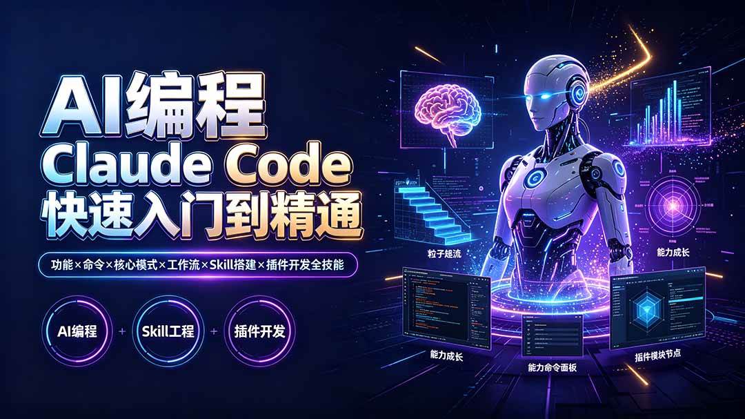（19306期）AI编程 Claude Code快速入门到精通：功能×命令×核心模式×工作流×Skill搭建×插件开发全技能-佳梦网创 - 网创副业项目资源站