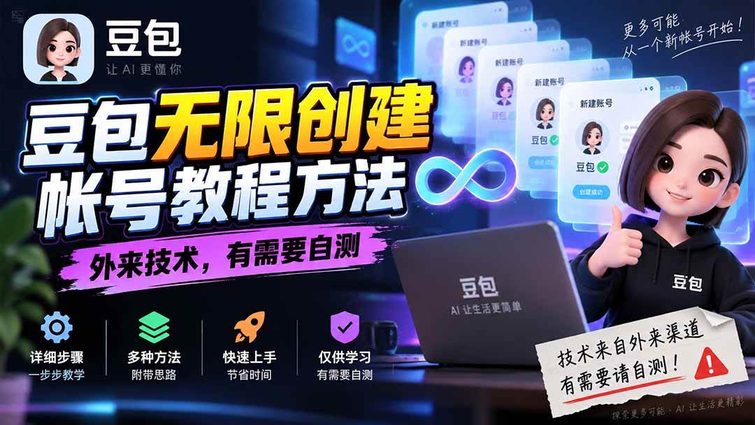 （20550期）豆包无限创建帐号教程方法，外来技术，有需要自测-佳梦网创 - 网创副业项目资源站