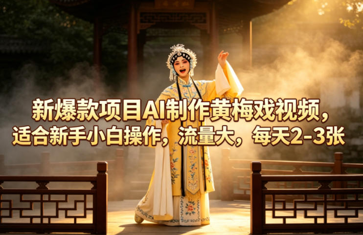 新爆款项目AI制作黄梅戏视频，适合新手小白操作，流量大，每天2-3张 - 佳梦网创 - 网创副业项目资源站-佳梦网创 - 网创副业项目资源站
