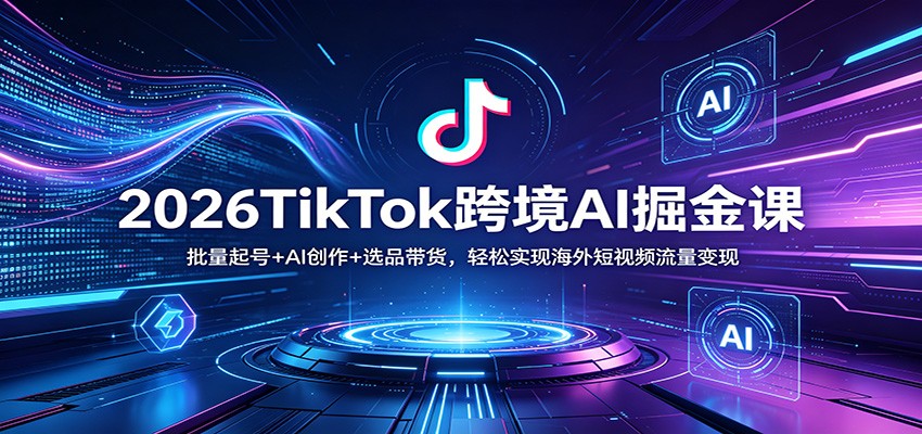 2026TikTok跨境AI掘金课：批量起号+AI创作+选品带货，轻松实现海外短视频流量变现 - 佳梦网创 - 网创副业项目资源站-佳梦网创 - 网创副业项目资源站
