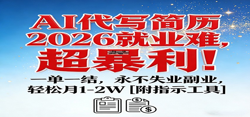 AI代写简历，2026就业难，超暴利！一单一结，永不失业副业，轻松月1-2W【附指令工具】 - 佳梦网创 - 网创副业项目资源站-佳梦网创 - 网创副业项目资源站