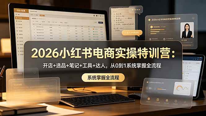 (18978期)2026小红书电商实操特训营:开店+选品+笔记+工具+达人,从0到1系统掌握全流程-佳梦网创 - 网创副业项目资源站