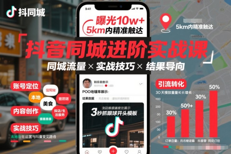 抖音同城进阶实战课，助你同城流量拿到结果 - 佳梦网创 - 网创副业项目资源站-佳梦网创 - 网创副业项目资源站