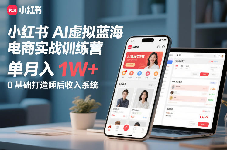 小红书AI虚拟蓝海电商实战训练营，单月入1W+，0基础打造睡后收入系统(更新) - 佳梦网创 - 网创副业项目资源站-佳梦网创 - 网创副业项目资源站