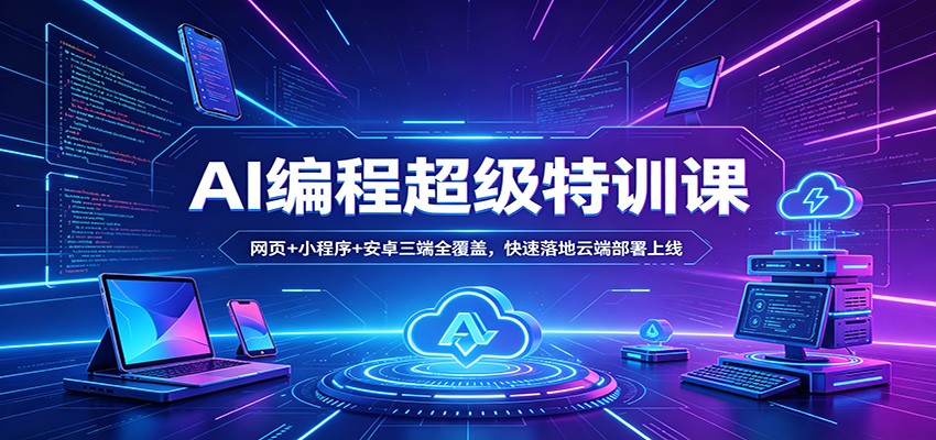 AI编程超级特训课：网页+小程序+安卓三端全覆盖，快速落地云端部署上线 - 佳梦网创 - 网创副业项目资源站-佳梦网创 - 网创副业项目资源站