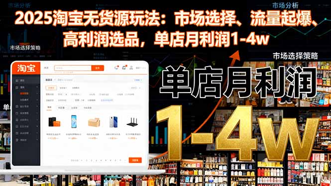 2025淘宝无货源玩法：市场选择、流量起爆、高利润选品，单店月利润1-4w - 佳梦网创 - 网创副业项目资源站-佳梦网创 - 网创副业项目资源站