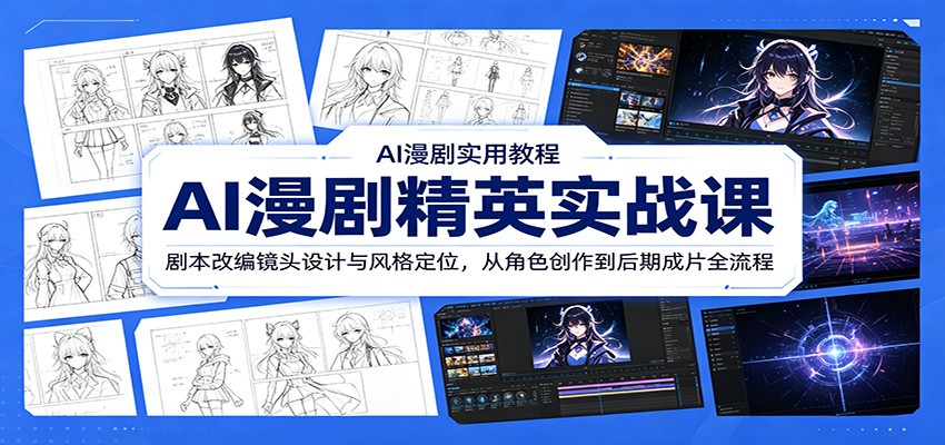 AI漫剧精英实战课：剧本改编镜头设计与风格定位，从角色创作到后期成片全流程 - 佳梦网创 - 网创副业项目资源站-佳梦网创 - 网创副业项目资源站