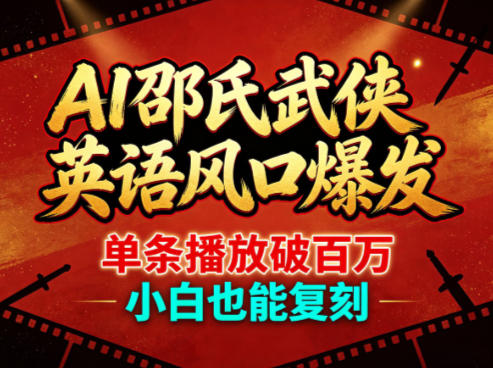 AI邵氏武侠英语风口爆发，单条播放破百万，小白也能复刻-佳梦网创 - 网创副业项目资源站