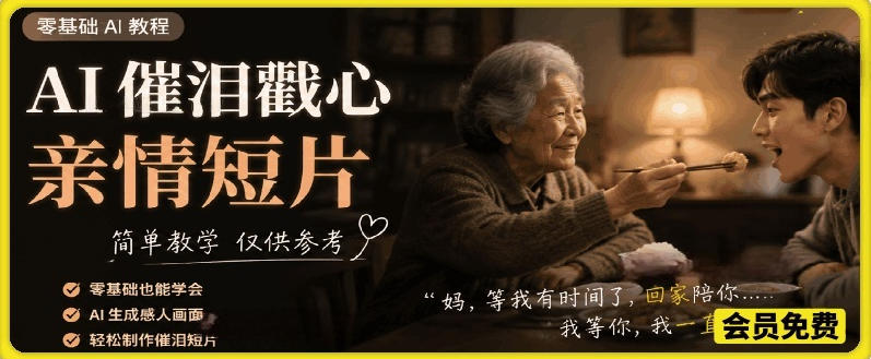 AI催泪戳心亲情短片，零基础AI教程，简单教学仅供参考 - 佳梦网创 - 网创副业项目资源站-佳梦网创 - 网创副业项目资源站