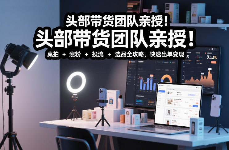 头部带货团队亲授！专业短视频实拍带货课：桌拍+涨粉+投流+选品全攻略，快速出单变现，月入2w+ - 佳梦网创 - 网创副业项目资源站-佳梦网创 - 网创副业项目资源站