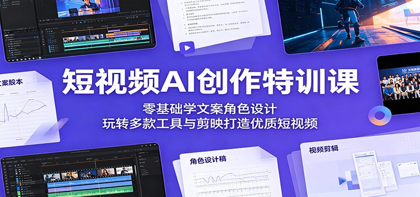 短视频AI创作特训课：零基础学文案角色设计，玩转多款工具与剪映打造优质短视频-佳梦网创 - 网创副业项目资源站