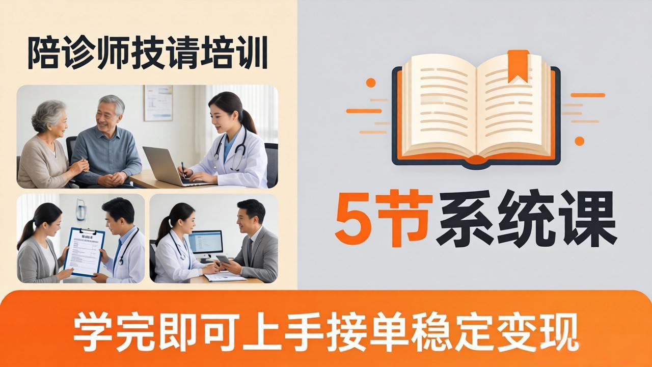 想做陪诊师不知从何下手？5节系统课教你掌握核心技能，学完即可上手接单稳定变现 - 佳梦网创 - 网创副业项目资源站-佳梦网创 - 网创副业项目资源站