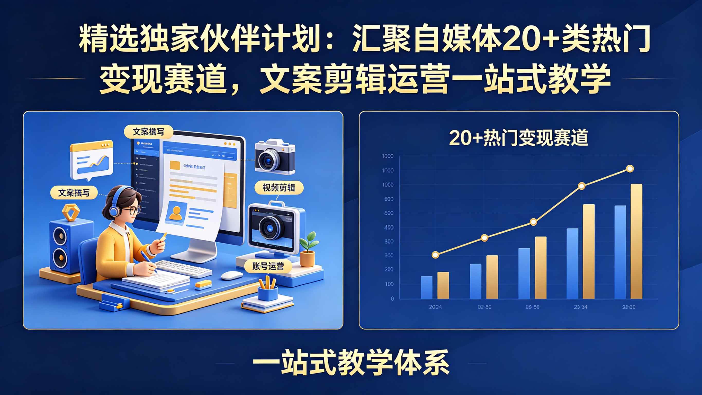 (18478期)精选独家伙伴计划:汇聚自媒体20+类热门变现赛道,文案剪辑运营一站式教学-佳梦网创 - 网创副业项目资源站