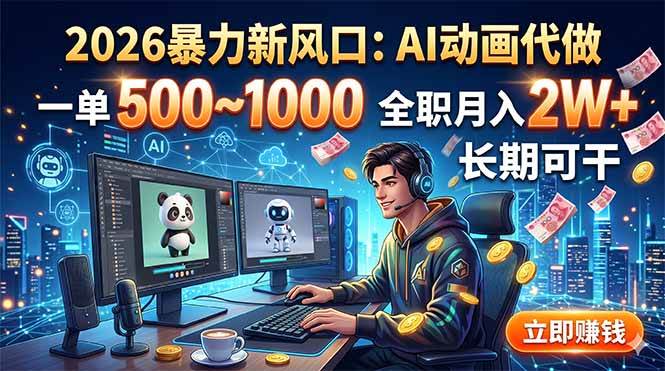 (18993期)2026暴力新风口:AI动画代做,一单500~1000,全职月入2W+,长期可干-佳梦网创 - 网创副业项目资源站