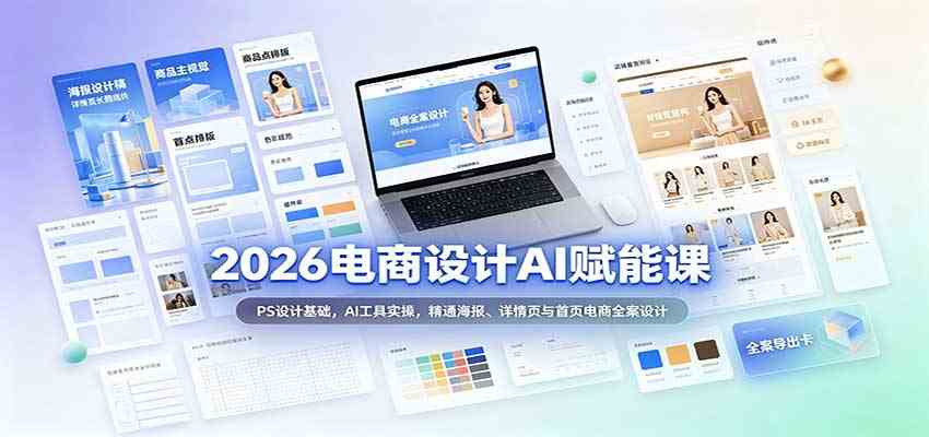 2026电商设计AI赋能课：PS设计基础，AI工具实操，精通海报、详情页与首页电商全案设计-佳梦网创 - 网创副业项目资源站
