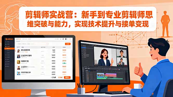 剪辑师实战营：新手到专业剪辑师思维突破与能力，实现技术提升与接单变现 - 佳梦网创 - 网创副业项目资源站-佳梦网创 - 网创副业项目资源站