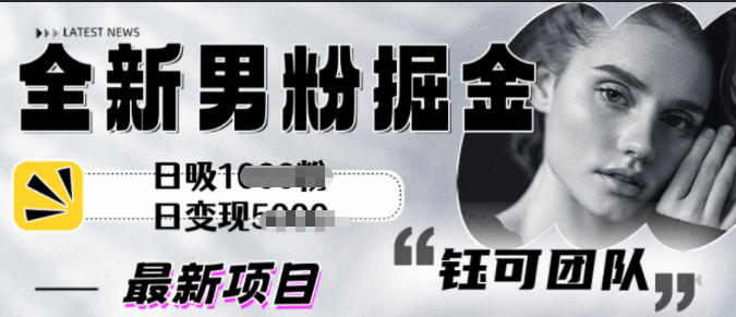 全新男粉掘金思路日吸粉100+日变现1k+ - 佳梦网创 - 网创副业项目资源站-佳梦网创 - 网创副业项目资源站