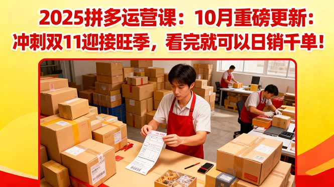 2025拼多多运营课：10月重磅更新：冲刺双11迎接旺季，看完就可以日销千单 - 佳梦网创 - 网创副业项目资源站-佳梦网创 - 网创副业项目资源站