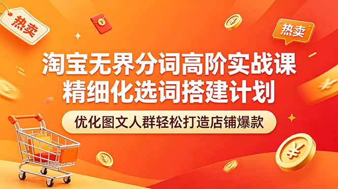 淘宝无界分词高阶实战课 精细化选词搭建计划 优化图文人群轻松打造店铺爆款 - 佳梦网创 - 网创副业项目资源站-佳梦网创 - 网创副业项目资源站