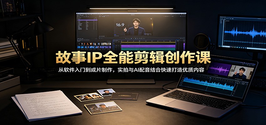故事IP全能剪辑创作课：从软件入门到成片制作，实拍与AI配音结合快速打造优质内容-佳梦网创 - 网创副业项目资源站