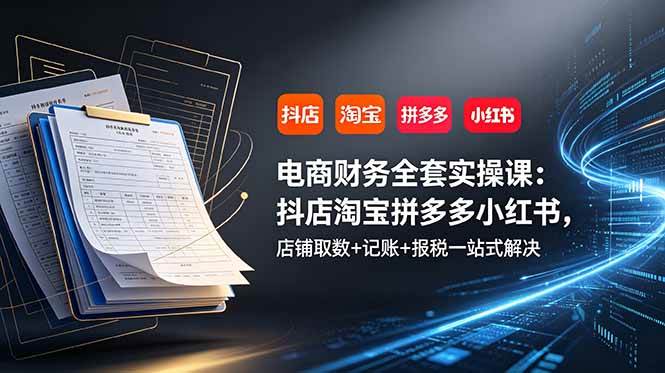 (19001期)电商财务全套实操课:抖店淘宝拼多多小红书,店铺取数+记账+报税一站式解决 (19001期)电商财务全套实操课:抖店淘宝拼多多小红书,店铺取数+记账+报税一站式解决