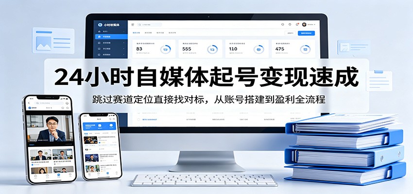 24小时自媒体起号变现速成，跳过赛道定位直接找对标，从账号搭建到盈利全流程 - 佳梦网创 - 网创副业项目资源站-佳梦网创 - 网创副业项目资源站