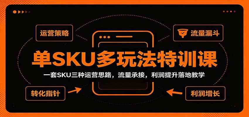 单SKU多玩法特训课：一套SKU三种运营思路，流量承接，利润提升落地教学-佳梦网创 - 网创副业项目资源站