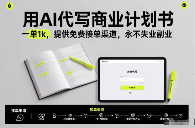 用AI代写商业计划书，一单1k，提供免费接单渠道，永不失业副业 - 佳梦网创 - 网创副业项目资源站-佳梦网创 - 网创副业项目资源站
