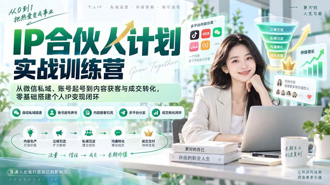 （20321期）IP合伙人计划实战训练营-更新：从微信私域、账号起号到内容获客与成交转化，零基础搭建个人IP变现闭环-佳梦网创 - 网创副业项目资源站