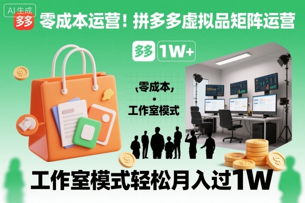 零成本运营！拼多多虚拟品矩阵运营，工作室模式轻松月入过1W - 佳梦网创 - 网创副业项目资源站-佳梦网创 - 网创副业项目资源站