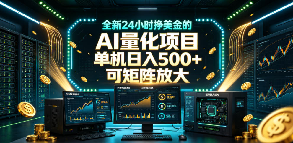 全新24小时挣美金的AI量化项目,单机日入500+,每天见收益,可矩阵放大【揭秘】-佳梦网创 - 网创副业项目资源站