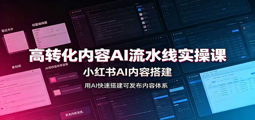 高转化内容AI流水线实操课：小红书AI内容搭建，Skill工具配置，转化内容生产-佳梦网创 - 网创副业项目资源站