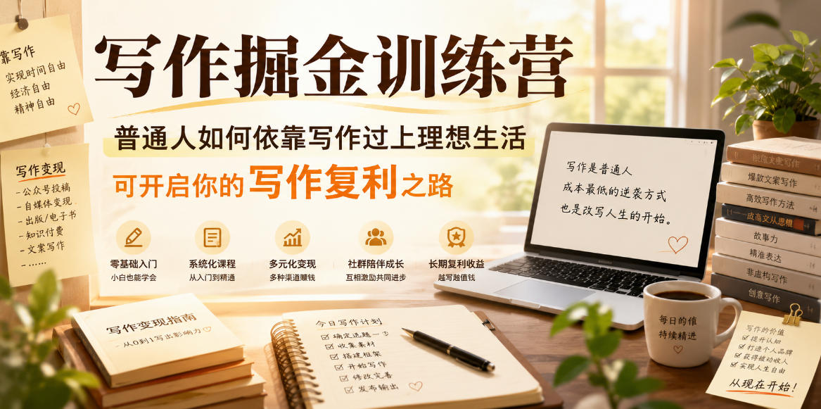 写作掘金训练营,普通人如何依靠写作过上理想生活,可开启你的写作复利之路(更新6月)-佳梦网创 - 网创副业项目资源站