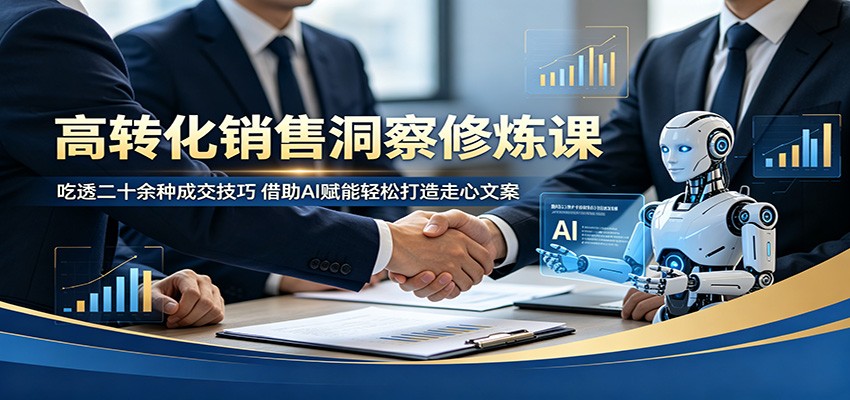 高转化销售洞察修炼课:吃透二十余种成交技巧,借助AI赋能轻松打造走心文案 高转化销售洞察修炼课:吃透二十余种成交技巧,借助AI赋能轻松打造走心文案