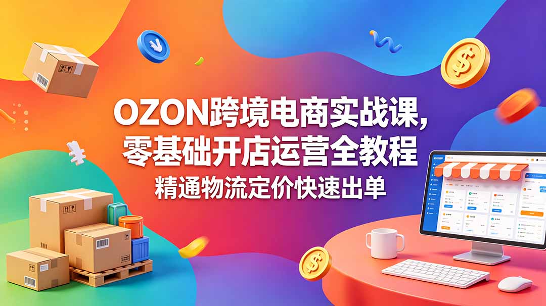 OZON 跨境电商实战课，零基础开店运营全教程，精通物流定价快速出单 - 佳梦网创 - 网创副业项目资源站-佳梦网创 - 网创副业项目资源站