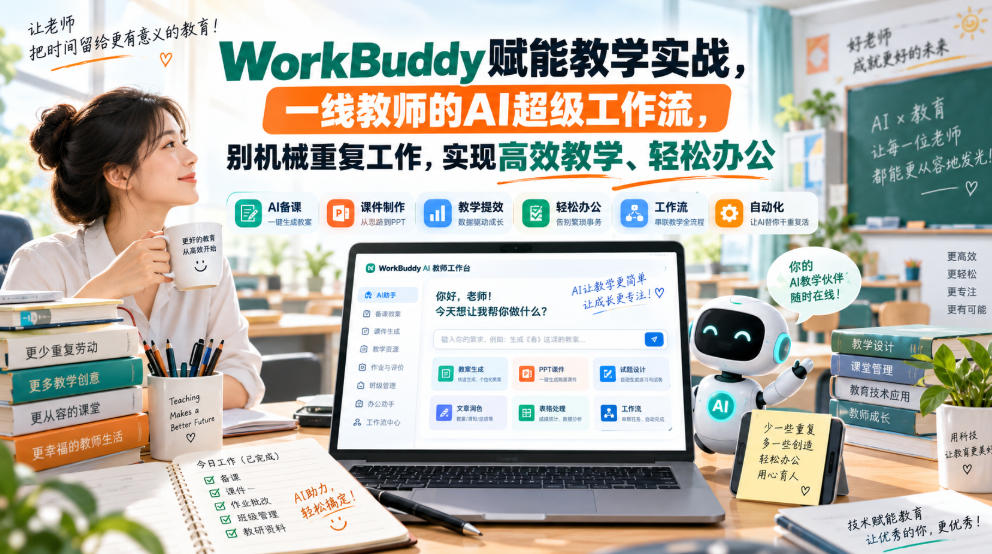 WorkBuddy赋能教学实战，一线教师的AI超级工作流，别机械重复工作，实现高效教学、轻松办公-佳梦网创 - 网创副业项目资源站