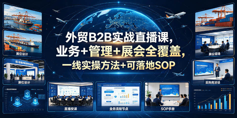 外贸B2B实战直播课，业务+管理+展会全覆盖，一线实操方法+可落地SOP - 佳梦网创 - 网创副业项目资源站-佳梦网创 - 网创副业项目资源站