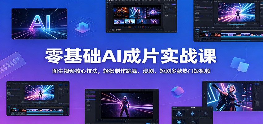 零基础AI成片实战课：图生视频核心技法，轻松制作跳舞、漫剧、短剧多款热门短视频 - 佳梦网创 - 网创副业项目资源站-佳梦网创 - 网创副业项目资源站
