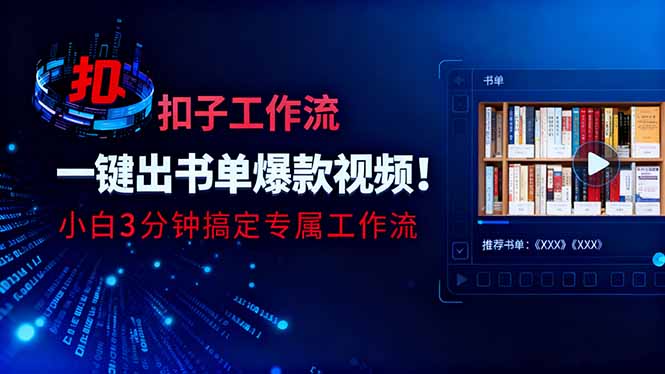 利用扣子工作流一键生成书单爆款视频,小白三分钟搞定专属工作流-佳梦网创 - 网创副业项目资源站