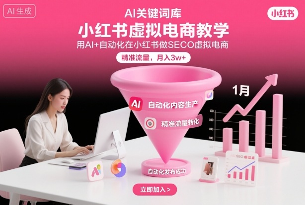 小红书虚拟电商项目，用AI+自动化在小红书做SEO虚拟电商，精准流量，月入3w+ - 佳梦网创 - 网创副业项目资源站-佳梦网创 - 网创副业项目资源站
