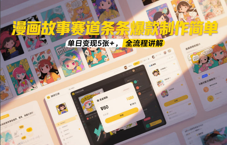 漫画故事赛道条条爆款制作简单，单日变现5张+，全流程讲解 - 佳梦网创 - 网创副业项目资源站-佳梦网创 - 网创副业项目资源站