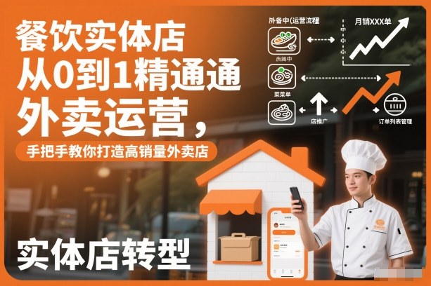 餐饮实体店从0到1精通外卖运营，手把手教你打造高销量外卖店 - 佳梦网创 - 网创副业项目资源站-佳梦网创 - 网创副业项目资源站