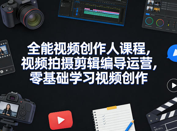 全能视频创作人课程，视频拍摄剪辑编导运营，零基础学习视频创作（更新2026年4月） - 佳梦网创 - 网创副业项目资源站-佳梦网创 - 网创副业项目资源站
